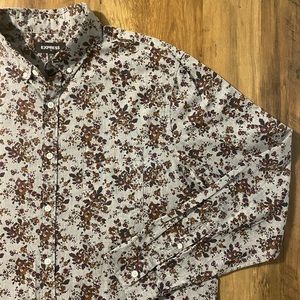 Express Floral Patterned Dress Shirt